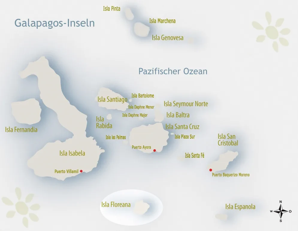 Karte von Galapagos mit Hervorhebung der Insel Floreana
