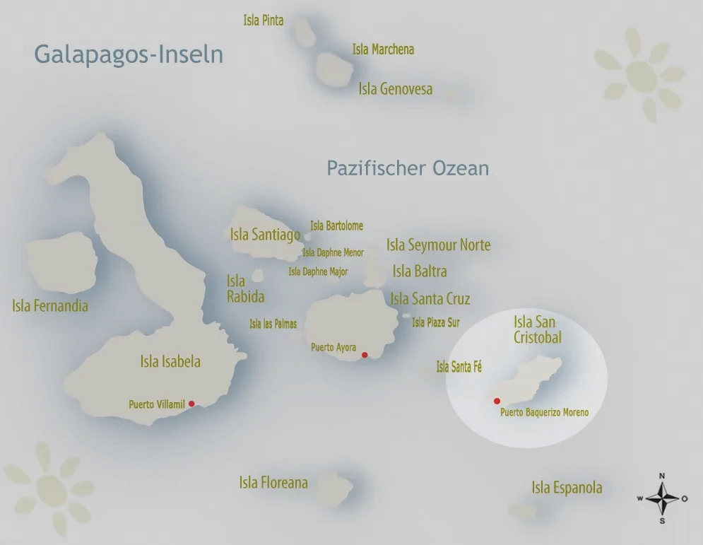 Karte mit Fokus auf San Cristobal
