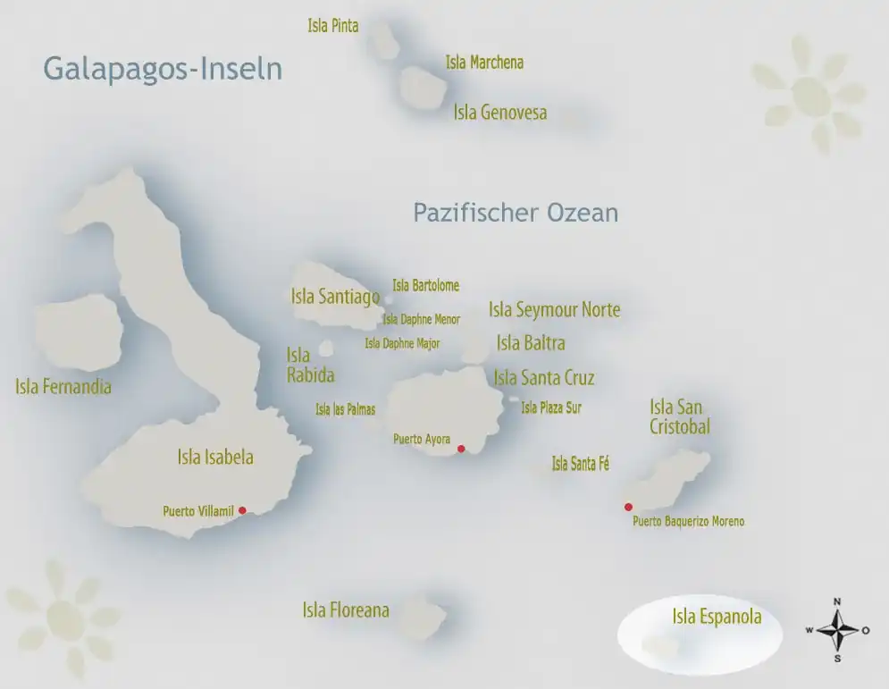 Karte von Galapagos mit Fokus auf Española