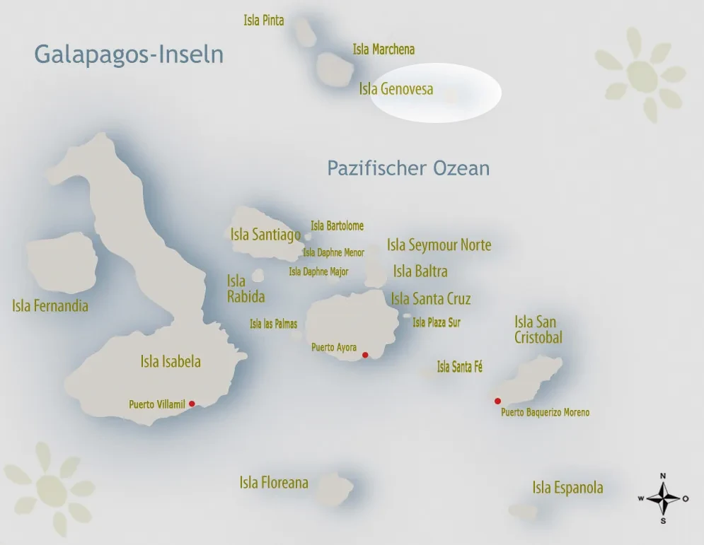 Karte von Galapagos mit Fokus auf Genovesa