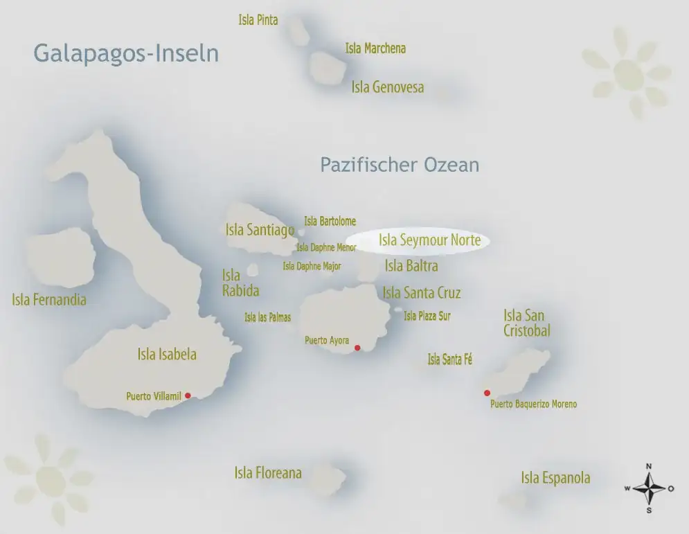 Karte von Galapagos mit Fokus auf North Seymour