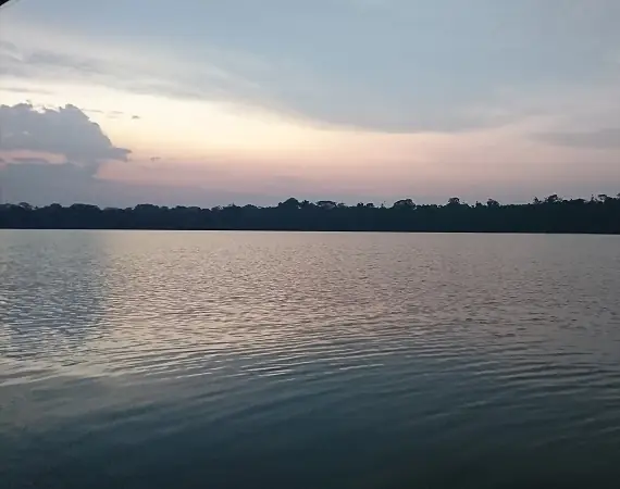 Sonnenuntergang über der Lagune Limoncocha