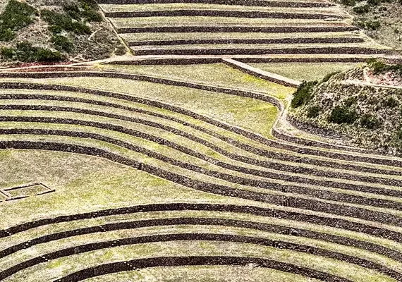 Kreisförmige Inka-Terrassen von Moray im Heiligen Tal Peru