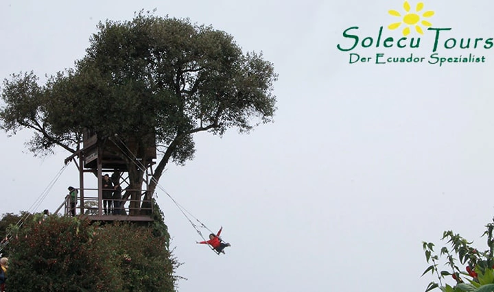 Schaukel über dem Abhang an der Casa del Arbol in Ecuador