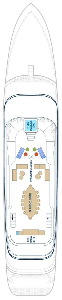 Deckplan des Sky Decks der Yacht Tribute