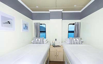 Zweibettkabine auf dem Galapagos Katamaran Archipel I