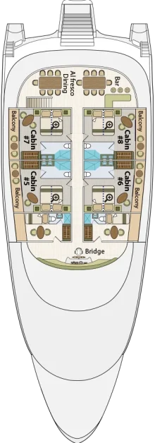 Deckplan Oberdeck der Galapagos Horizon