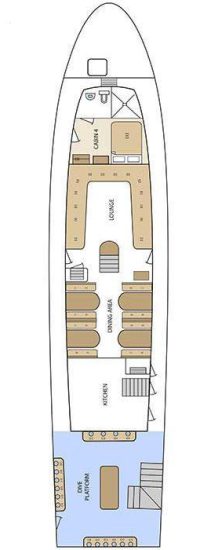 Galapagos Tauchyacht Aqua - Deckplan Hauptdeck
