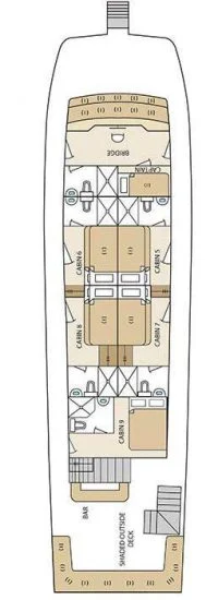 Galapagos Tauchyacht Aqua - Deckplan Unterdeck