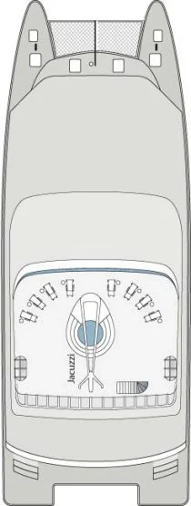 Deckplan Sonnendeck des Galapagos Luxus Katamarans Ocean Spray