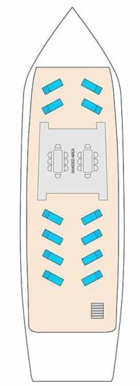 Deckplan Sonnendeck der Galapagos Yacht Solaris