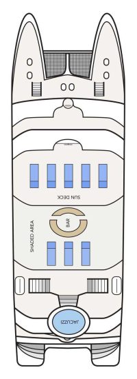 Sonnendeck Deckplan des Katamarans Treasure of Galapagos