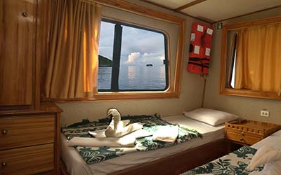 Zweibettkabine der Galapagos Yacht Fragata
