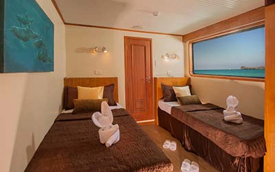 Zweibettkabine der Galapagos Yacht Galaxy